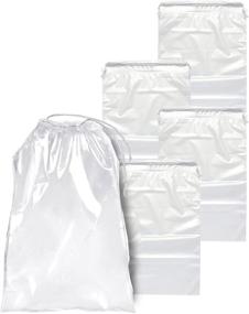 img 4 attached to 👞 APQ Travel Shoe Bags 10x14 - Pack of 100 Clear Drawstring Backpacks, 2 mil Thickness - Plastic Shoe Bags for Storage with Double Cotton Draw Strings - Shoe Dust Bags