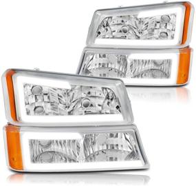 img 3 attached to [4Pcs] Bumper Lamps Headlights Assembly W/LED DRL Stripe Compatible With 2003-2007 Silverado Avalanche Lights & Lighting Accessories