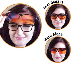 img 3 attached to 👓 Sleep Better at Night with Blue Light Blocking Glasses - Fits Over Reading Glasses - Reduce Insomnia, Migraine, Eye Strain - Orange Anti Glare Lens - Blue Filter Computer Glasses for Men, Women, Gaming
