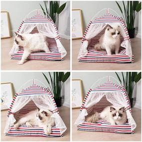 img 3 attached to 🏠 Cathpetic Self-Warming Cat Bed House Indoor - Soft Cat Cave Tent with Comfortable Mats for Small Animals