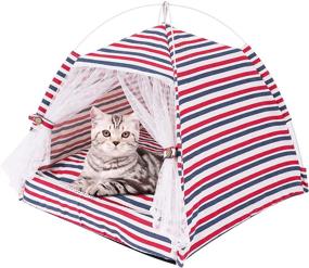 img 4 attached to 🏠 Cathpetic Self-Warming Cat Bed House Indoor - Soft Cat Cave Tent with Comfortable Mats for Small Animals