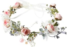 img 4 attached to 🌸 Vivivalue Boho Flower Headband: Stunning Hair Wreath Floral Garland for Weddings, Parties & Festivals