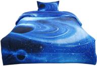 🌌 uxcell twin galaxy white blue comforter set - outer space themed bedding with 3d design - all-season down alternative quilted duvet - reversible - includes comforter & pillowcase logo