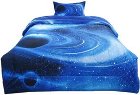 img 4 attached to 🌌 uxcell Twin Galaxy White Blue Comforter Set - Outer Space Themed Bedding with 3D Design - All-Season Down Alternative Quilted Duvet - Reversible - Includes Comforter & Pillowcase