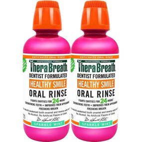 img 4 attached to TheraBreath Sparkle Mint 16 Ounce (Pack of 2) - Dentist Formulated Oral Rinse for a Healthy Smile that Lasts 24 Hours