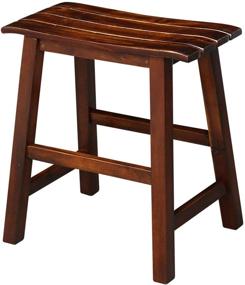 img 3 attached to International Concepts Slat Seat Stool, 18-inch, Espresso: Sturdy and Stylish Seating Solution for any Space