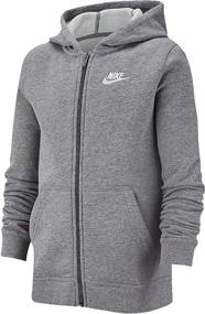 img 1 attached to 👕 Nike Big Boys Sportswear Club Fleece Full-Zip Hoodie (Extended Size) Carbon Heather: Stylish and Comfortable Outerwear for Active Boys