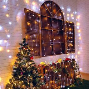 img 2 attached to 🌟 HEYFUNi Curtain Lights 304 LEDs, 9.8ftX9.8ft 30V 8 Modes Safety Window Lights for Home Wedding Christmas Party Patio Lawn Garden Bedroom Outdoor Indoor Wall Decorations - Warm White+White