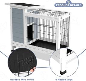 img 1 attached to 🏡 Aoxun 2-Story Rabbit Hutch: Indoor/Outdoor Bunny Cage with Waterproof Roof & Trays - Guinea Pig Cage Wooden Rabbit House for Small Animals Outside