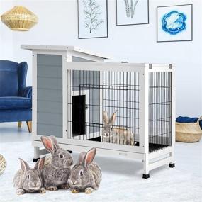 img 4 attached to 🏡 Aoxun 2-Story Rabbit Hutch: Indoor/Outdoor Bunny Cage with Waterproof Roof & Trays - Guinea Pig Cage Wooden Rabbit House for Small Animals Outside