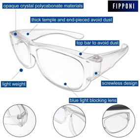 img 1 attached to 👓 FIPPONI UV400 Blue-Light Blocking Computer Glasses: Two-in-One Opaque, Lightweight & Comfortable; Fit-Over for Prescription, Reader, and Rx Frames, or Direct Wear