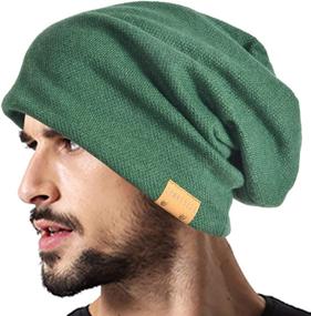 img 4 attached to 🎩 VECRY Men's Large Skullcap Knit Hat - Oversized Slouch Beanie for Maximum Style