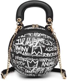 img 4 attached to 🏀 Stylish Teridiva Graffiti Letter Basketball Purse: Women's Round Crossbody Bag & Messenger Handbag