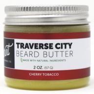 detroit grooming co. traverse city beard butter - cherry tobacco scented men's beard balm (2oz) - all-natural ingredients and essential oils to condition, heal, and promote soft, thick beard growth logo