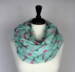 img 2 attached to KnitPopShop Flamingo Infinity Scarf Turquoise