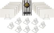 📇 versatile set of 20 white place cards with sturdy wire stands – ideal for weddings, dinner parties, buffets, table numbers (silver) logo