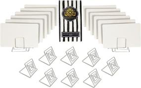 img 4 attached to 📇 Versatile Set of 20 White Place Cards with Sturdy Wire Stands – Ideal for Weddings, Dinner Parties, Buffets, Table Numbers (Silver)