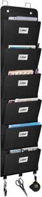 img 4 attached to 📁 Efficient Over-The-Door File Organizer with 6 Pockets for Office & Home - Coastal Rose Wall Mount Hanging File Folders Storage Organizer in Black