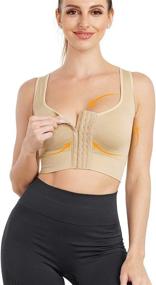 img 3 attached to 🏋️ TrainingGirl Women's Front Closure Sports Bra - Wirefree Padded Support Longline Tank Top for Workout