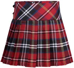 img 3 attached to 👧 zdhoor Kids Girls Plaid School Uniform Skirts - Classic Pleated Tartan Kilt with Side Split and Faux Leather Buckle