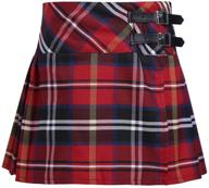 👧 zdhoor kids girls plaid school uniform skirts - classic pleated tartan kilt with side split and faux leather buckle logo