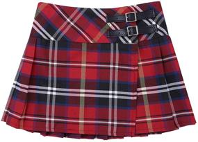 img 2 attached to 👧 zdhoor Kids Girls Plaid School Uniform Skirts - Classic Pleated Tartan Kilt with Side Split and Faux Leather Buckle