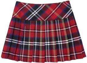 img 1 attached to 👧 zdhoor Kids Girls Plaid School Uniform Skirts - Classic Pleated Tartan Kilt with Side Split and Faux Leather Buckle