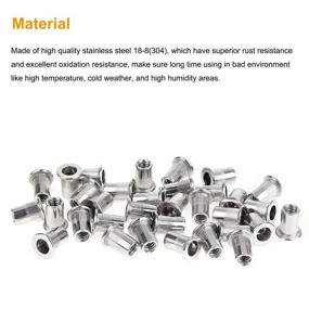 img 3 attached to 🔩 Powlankou 50pcs Stainless Steel Flat Head Rivet Nuts - 1/4"-20 Threaded Insert Nutserts