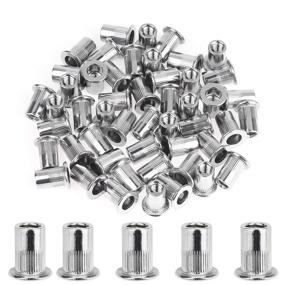 img 4 attached to 🔩 Powlankou 50pcs Stainless Steel Flat Head Rivet Nuts - 1/4"-20 Threaded Insert Nutserts