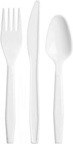 img 4 attached to 🍽️ ZEML White Medium-Weight Disposable Plastic Silverware Cutlery - 180 Combo Box: Premium Utensils for Every Occasion