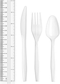 img 1 attached to 🍽️ ZEML White Medium-Weight Disposable Plastic Silverware Cutlery - 180 Combo Box: Premium Utensils for Every Occasion