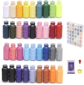 img 4 attached to 🧵 72Pcs Polyester Sewing Thread Kits - 36 Colors, 500 Yards Each - KEIMIXJIA Polyester Thread Spools with Prewound Bobbins for Hand & Machine Sewing