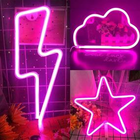 img 4 attached to AIWEILUCK Neon Light 3Pack Lightning Cloud Star Decorative Led Neon Signs