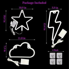 img 3 attached to AIWEILUCK Neon Light 3Pack Lightning Cloud Star Decorative Led Neon Signs