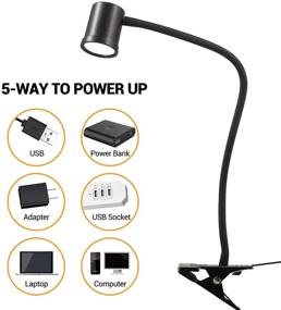 img 2 attached to Versatile Clip-on Light Reading Lamp with 3 Color Modes, Eye-friendly CRI 90+ Clamp Desk Light, 3000-6500K USB Clamp Light, Adjustable Brightness, and 360° Flexible Gooseneck