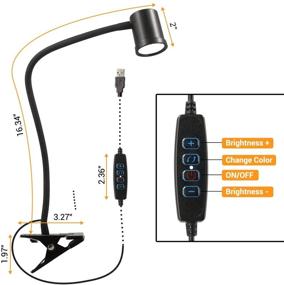 img 3 attached to Versatile Clip-on Light Reading Lamp with 3 Color Modes, Eye-friendly CRI 90+ Clamp Desk Light, 3000-6500K USB Clamp Light, Adjustable Brightness, and 360° Flexible Gooseneck