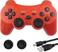 🎮 red wireless gamepad with bek controller replacement for ps3, double shock 3 vibration, motion sensors, thumb grips, rechargeable battery - compatible with sony playstation 3 логотип