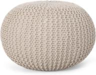 belle knitted cotton pouf yellow home decor for poufs logo