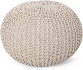 img 2 attached to 🪑 Beige Pouf by Christopher Knight Home 313877