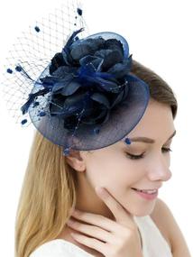 img 2 attached to 🌸 Netted Flower Headband Cocktail Fascinator - Stylish Women's Accessory for Special Occasions