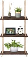 🪟 boho wood window shelf - 3 tier rustic wall hanging shelves for living room, bathroom, bedroom, kitchen, apartment, office - brown logo