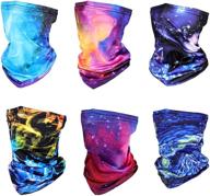 6-pack sun uv protection face mask neck gaiter windproof scarf sunscreen breathable bandana balaclava for sports and outdoor activities (sky-1) logo