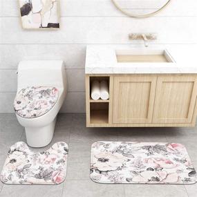 img 1 attached to 🌸 ArtSocket 4-Piece Shower Curtain Set: Pink Watercolor Floral with Non-Slip Rugs, Toilet Lid Cover, and Bath Mat - Retro Vintage Bathroom Decor - 72"x72