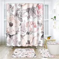 🌸 artsocket 4-piece shower curtain set: pink watercolor floral with non-slip rugs, toilet lid cover, and bath mat - retro vintage bathroom decor - 72"x72 logo