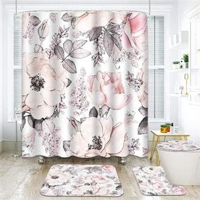 img 4 attached to 🌸 ArtSocket 4-Piece Shower Curtain Set: Pink Watercolor Floral with Non-Slip Rugs, Toilet Lid Cover, and Bath Mat - Retro Vintage Bathroom Decor - 72"x72