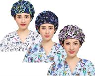 🎀 ltifree 3pc women's adjustable bouffant caps hats working cap sweatband value set multi color - stay comfortable and stylish at work! logo