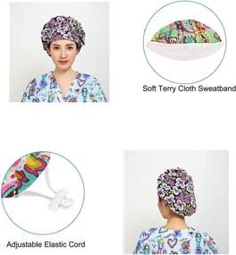 img 1 attached to 🎀 LTifree 3pc Women's Adjustable Bouffant Caps Hats Working Cap Sweatband Value Set Multi Color - Stay comfortable and stylish at work!