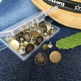 img 3 attached to 🔘 Premium Set of 30 Mixed Combo Copper Tack Buttons Replacement Kit (17mm), includes Rivets and Metal Base for Jeans