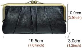 img 3 attached to Stylish Rfid Blocking Leather Clutch: Women's Bifold Wallet with Zipper and Kiss Lock, Credit Card Holder, and Coin Purse (Black)