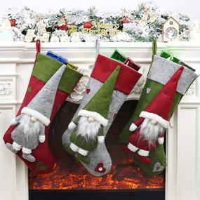 img 4 attached to 🎁 3 Pack Christmas Stocking Kits, 19" Large Candy Gift Socks - Personalized Fireplace Stocking with 3D Plush Burlap - Home Decorations and Party Accessory for Kids, Family Holiday Season Decor (Long)